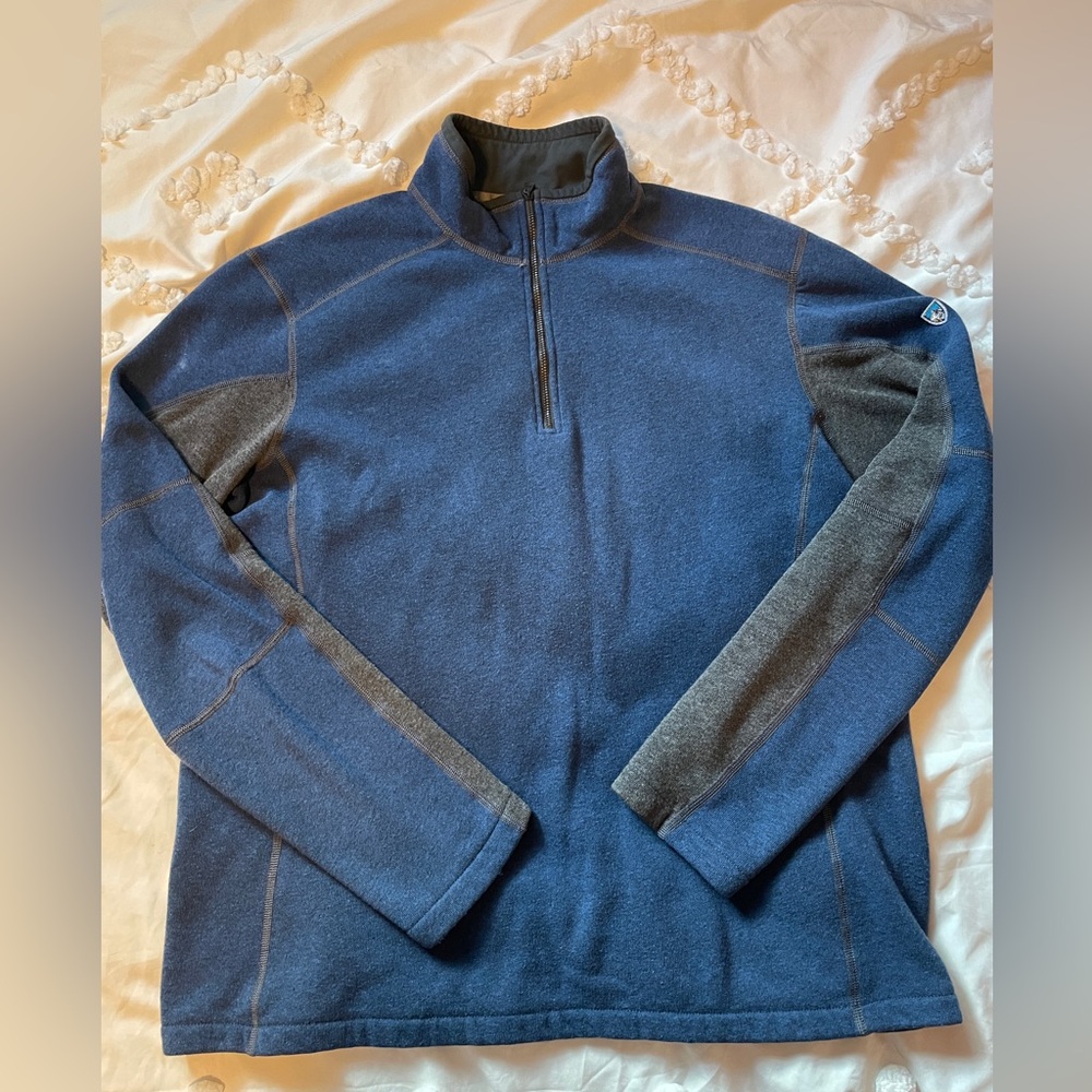 Kuhl Revel Blue and Gray Quarter-Zip Pullover -- L